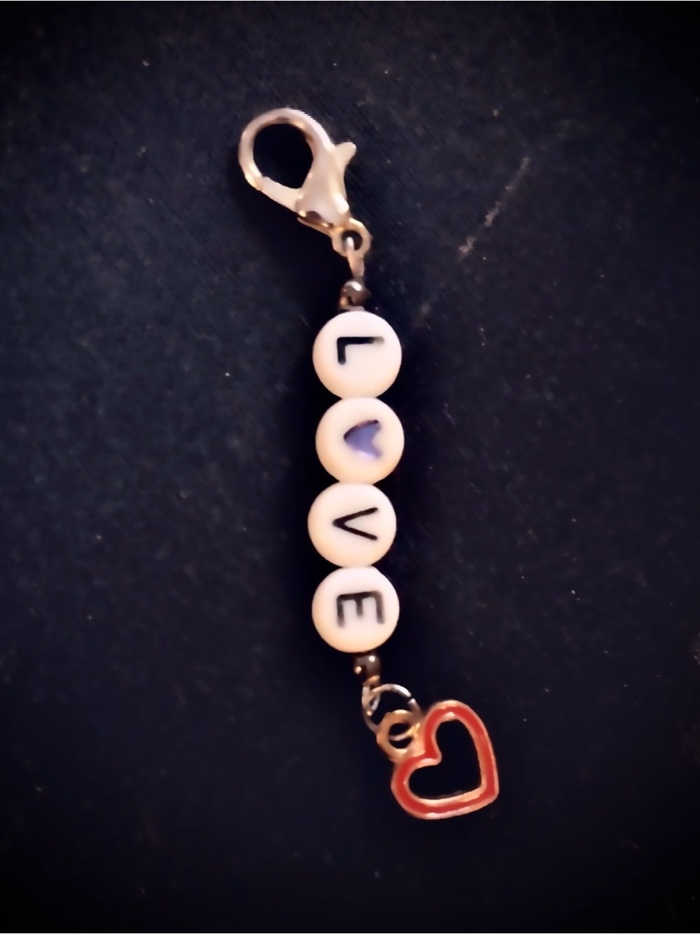 LOVE Bead Charm with Red Heart